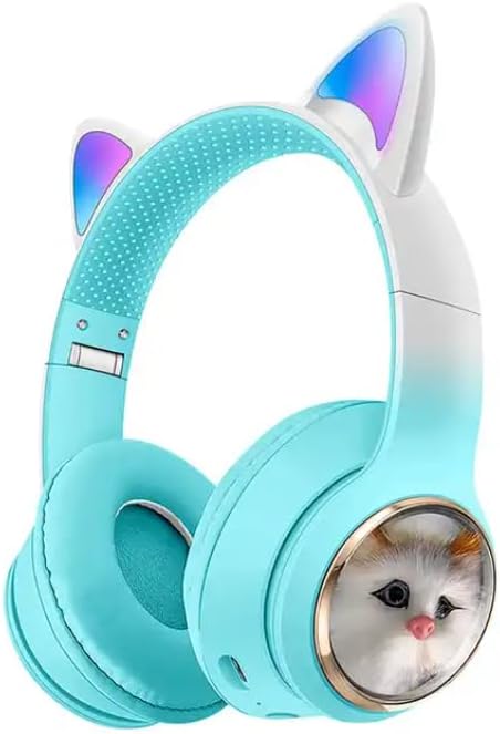 Subzero SW90 Kedi Tüylü Işıklı Kedili Mikrofonlu Bluetoothlu Kulaklık Sd Aux Girişli Kedi Kulaklık Kablosuz Mavi